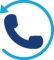 phone-circle-icon Blue telephone handset surrounded by a circular arrow, indicating call back or phone support